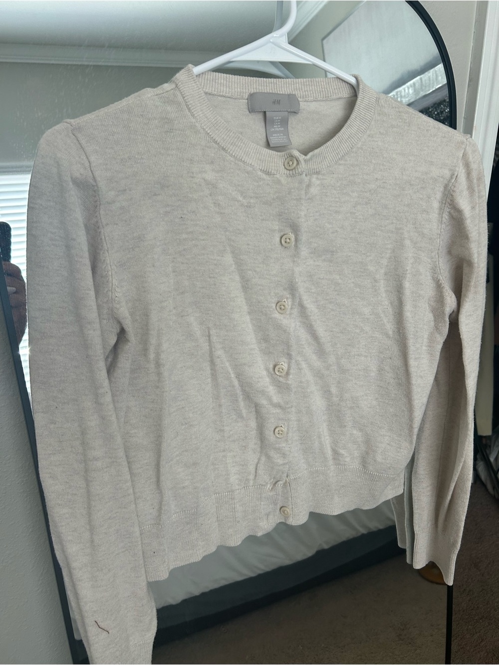 H&M Women's Cream Button-Up Crewneck Cardigan - Medium